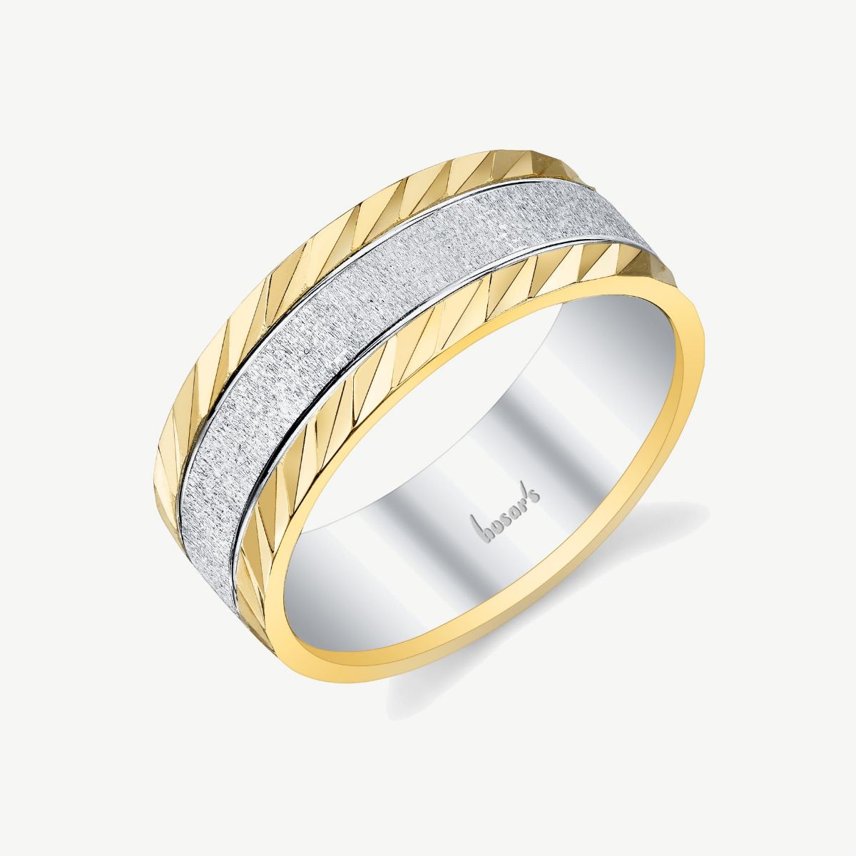 Picture of 14K Two Tone Engraved Wedding Band