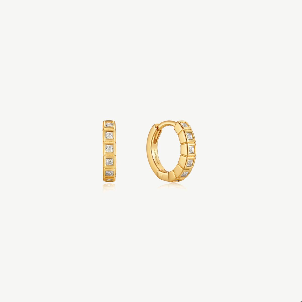 Picture of 14K Yellow Gold Plated Sterling Silver Glam Huggie Hoop Earrings