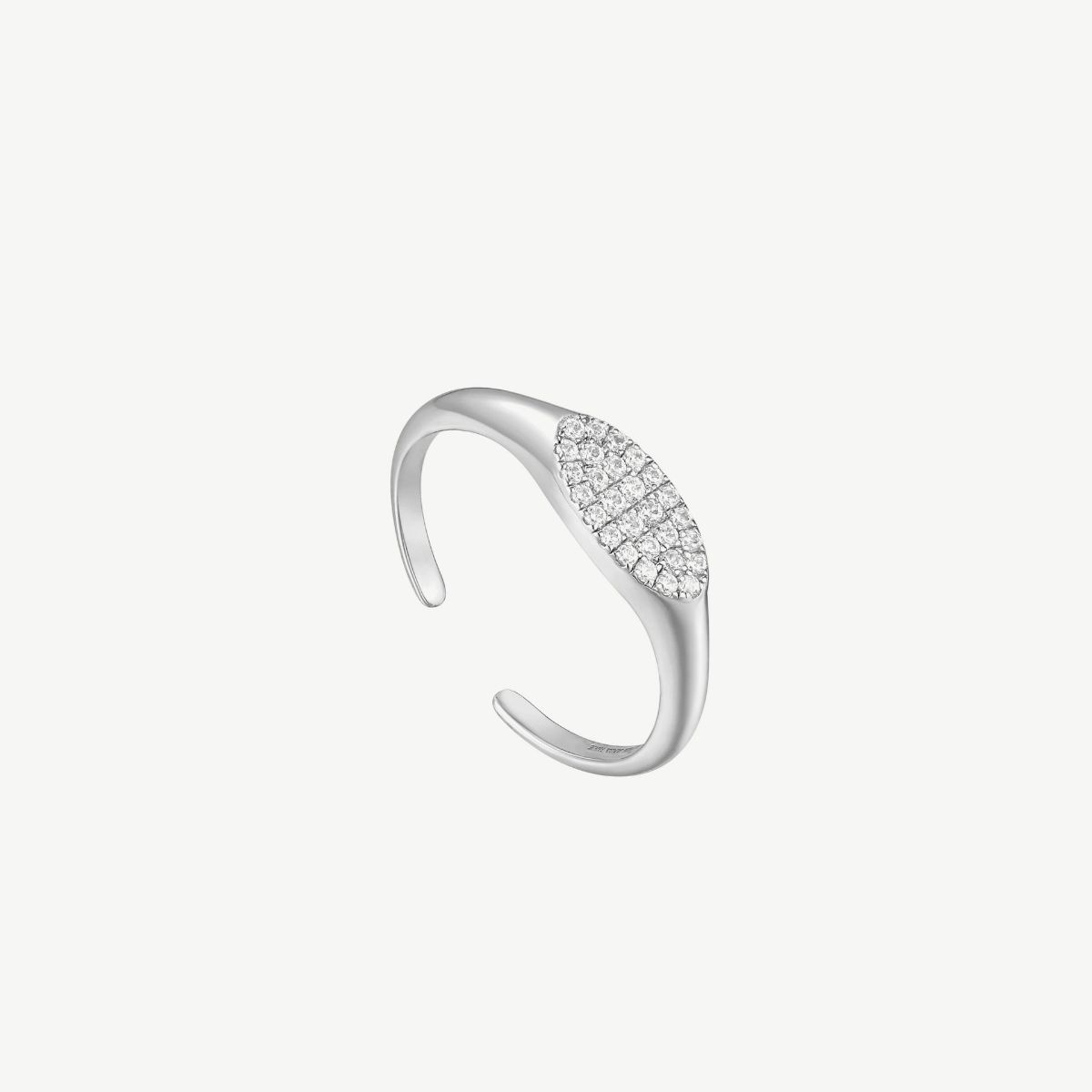 Picture of Glam Adjustable Signet Ring with Clustered CZ (Cubic Zirconia)