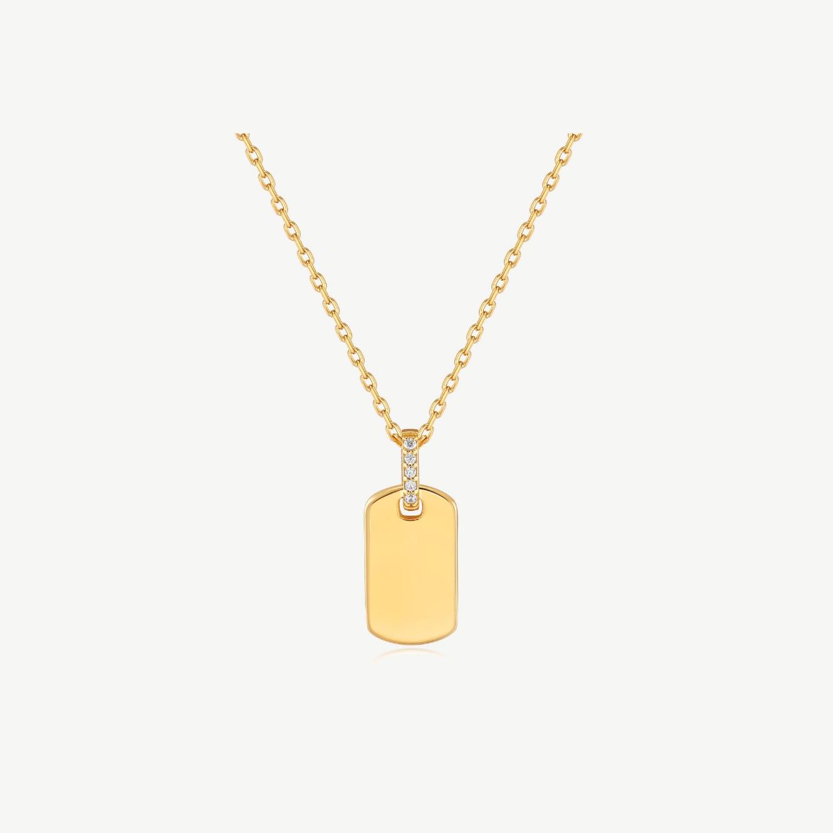 Picture of 14K Yellow Gold Plated Sterling Silver Glam Tag Pendant Necklace