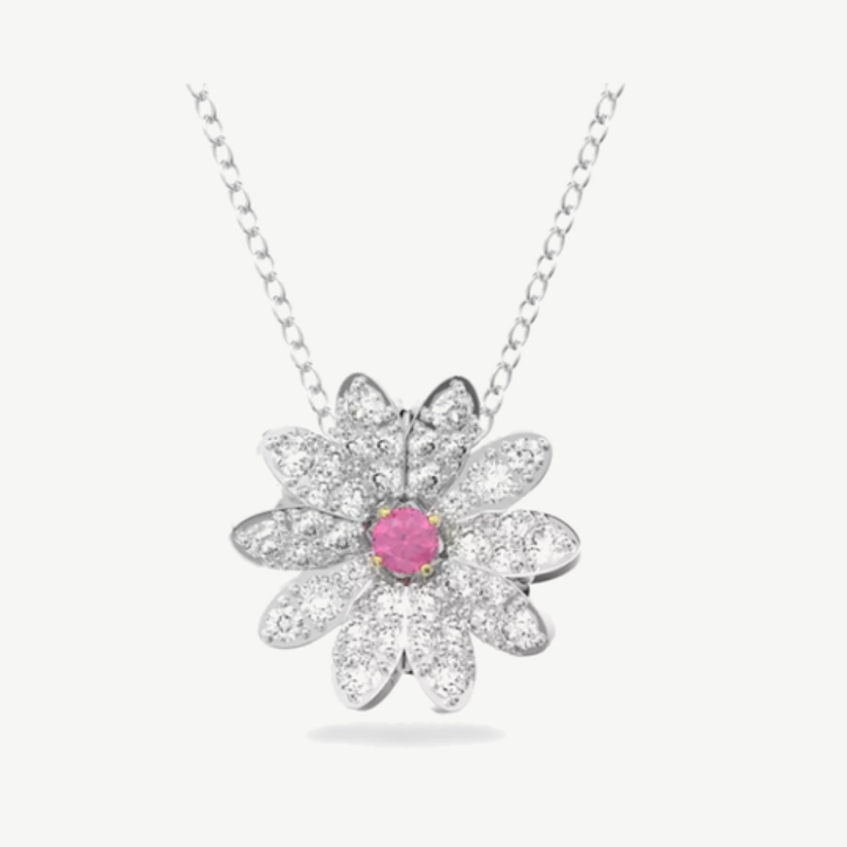 Picture of Swarovski Eternal Flower Pendant with Pink Center and Clear Crystals