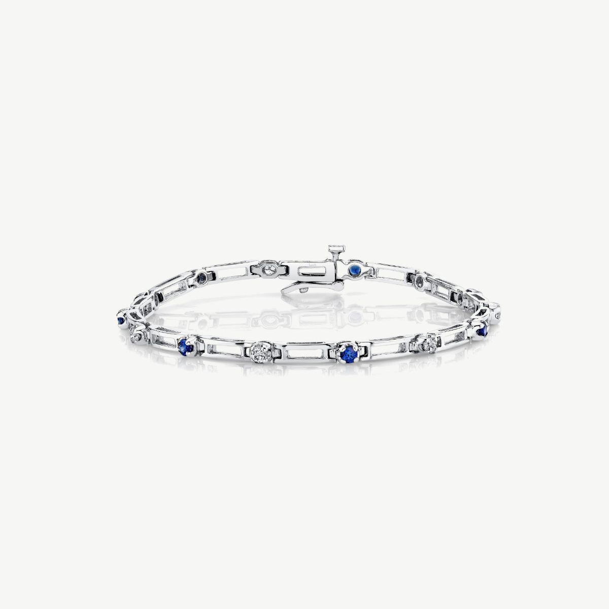 Picture of 14K White Gold Sapphire and Diamond Tennis Bracelet