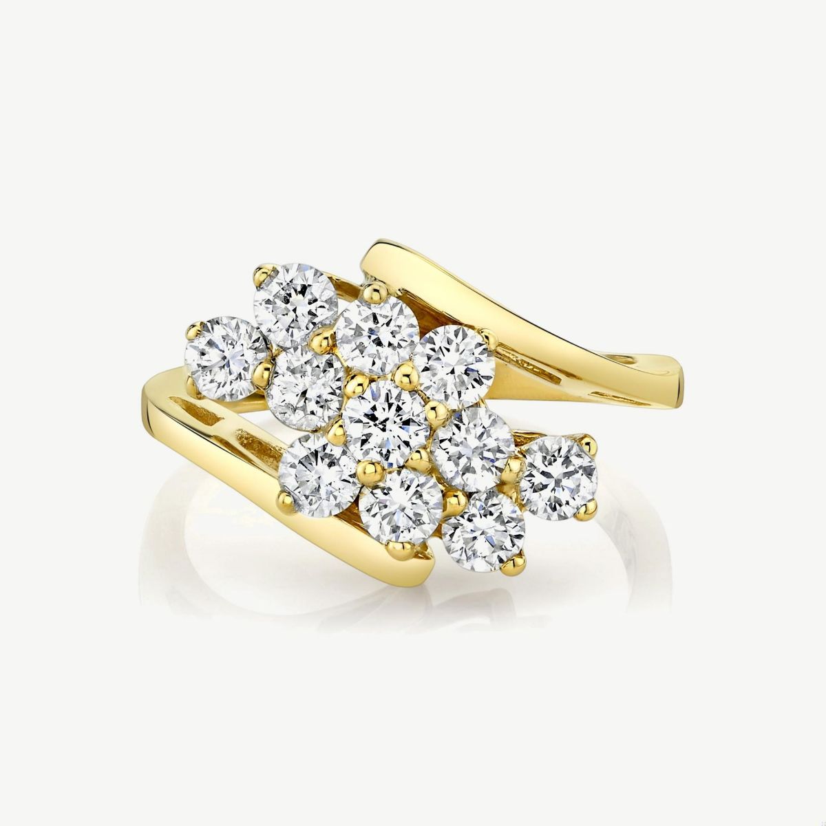 Picture of 14K Yellow Gold Waterfall Diamond Cluster Cocktail Ring