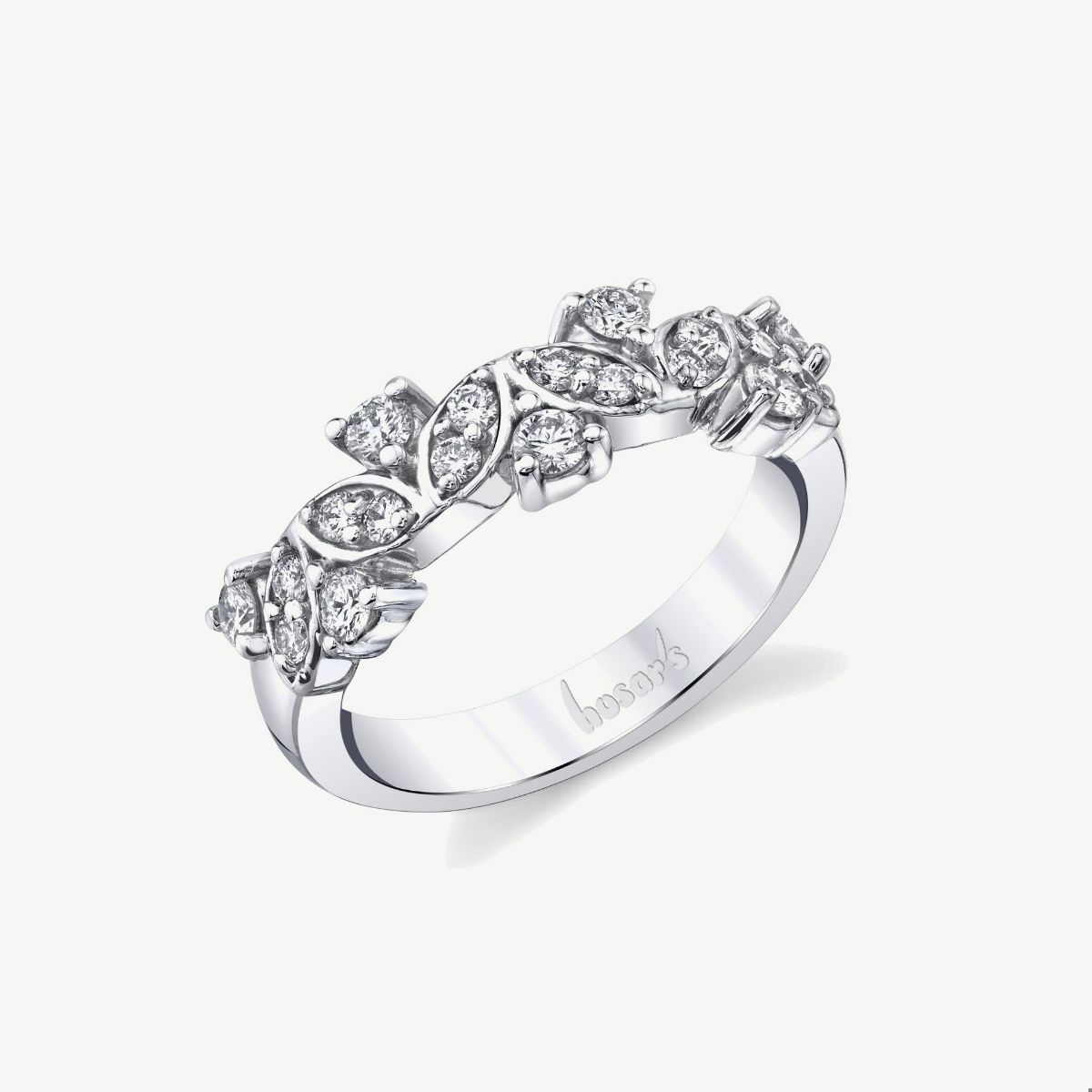 Picture of 14K White Gold Floral Diamond Band Ring