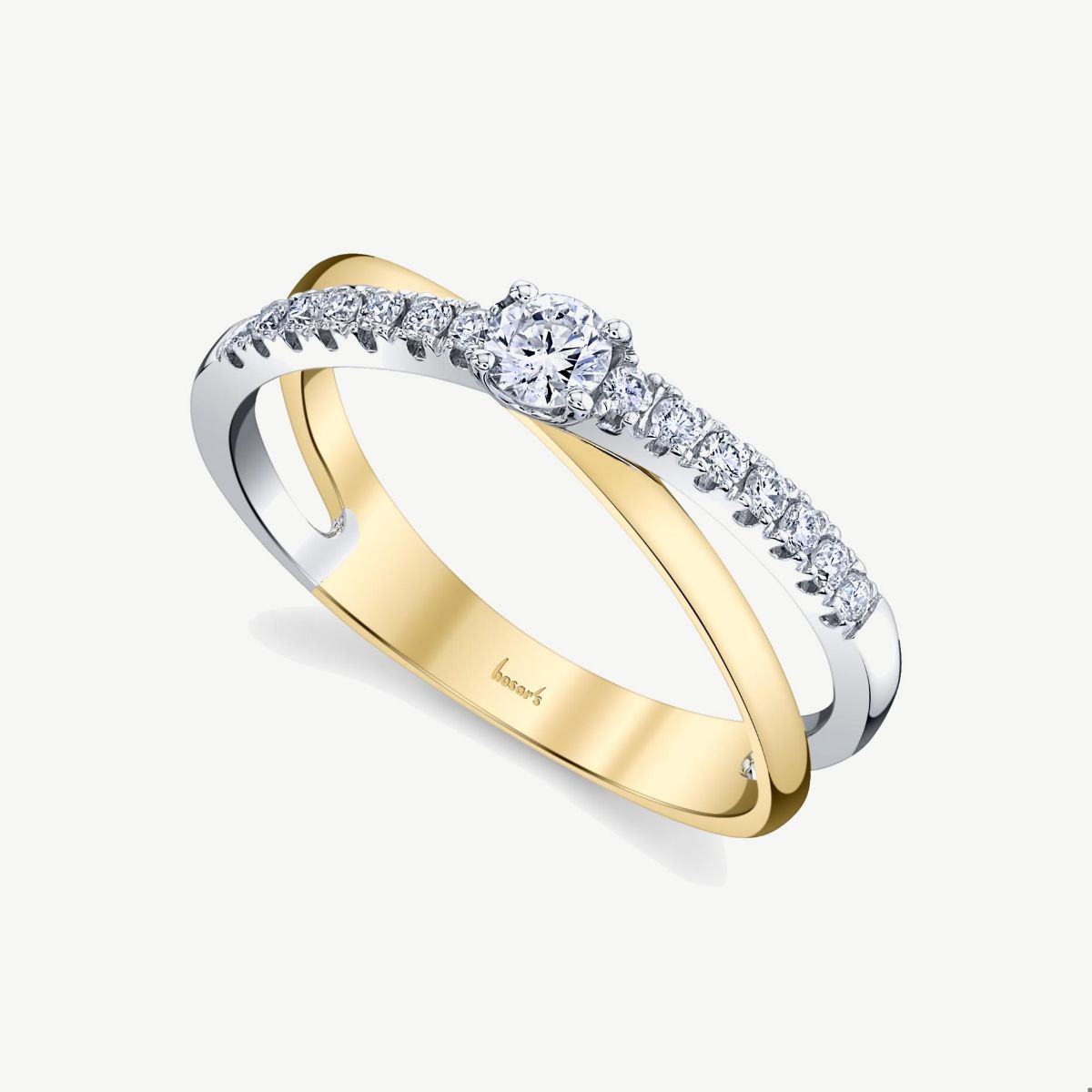 Picture of 14K Two-Tone Gold Diamond Crossover Ring