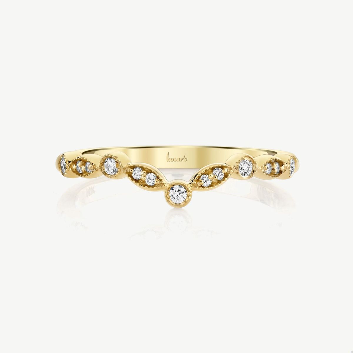 Picture of 14K Yellow Gold Diamond Chevron Band Ring